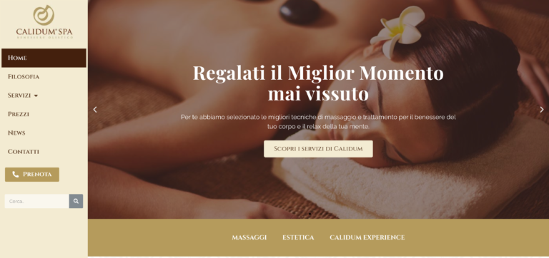 Home page del sito realizzato per Calidum Spa a La Spezia. Design by Digital Seeds